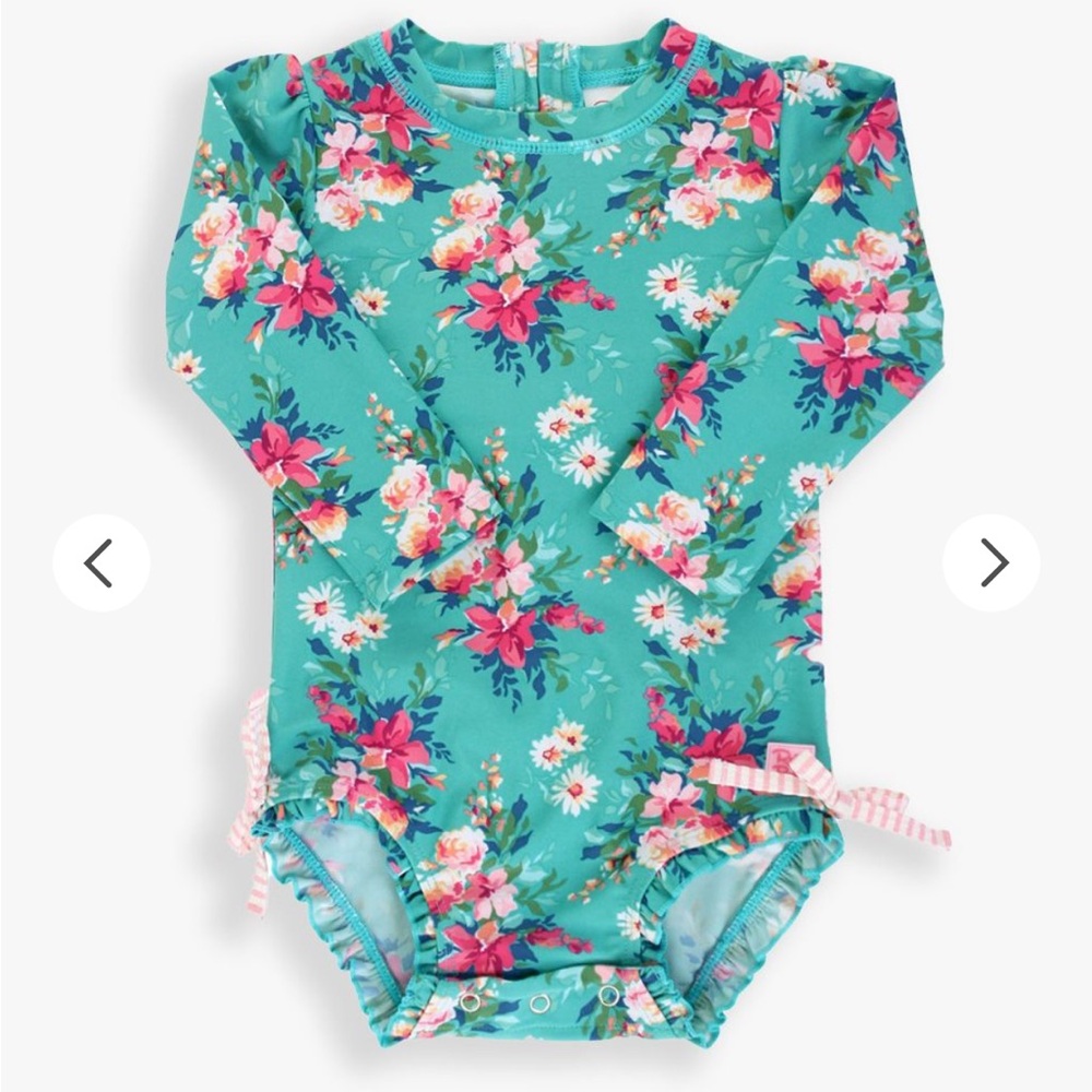 Rufflebutts Long Sleeve One Piece Rash Guard